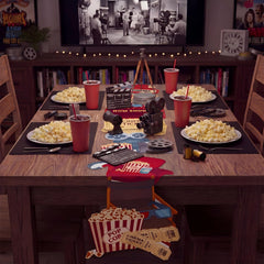 CrystalSylara two piece movie night table runner 13x72 black color