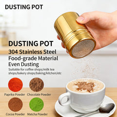 Fine mesh top sugar shaker for even sprinkling