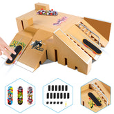 Fingerboard Skate Park Kit product image showing 8 ramps and 3 mini finger skateboards