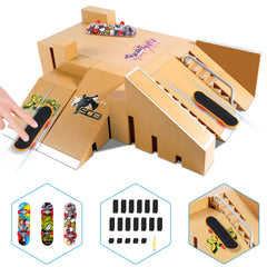 Fingerboard Skate Park Kit product image showing 8 ramps and 3 mini finger skateboards