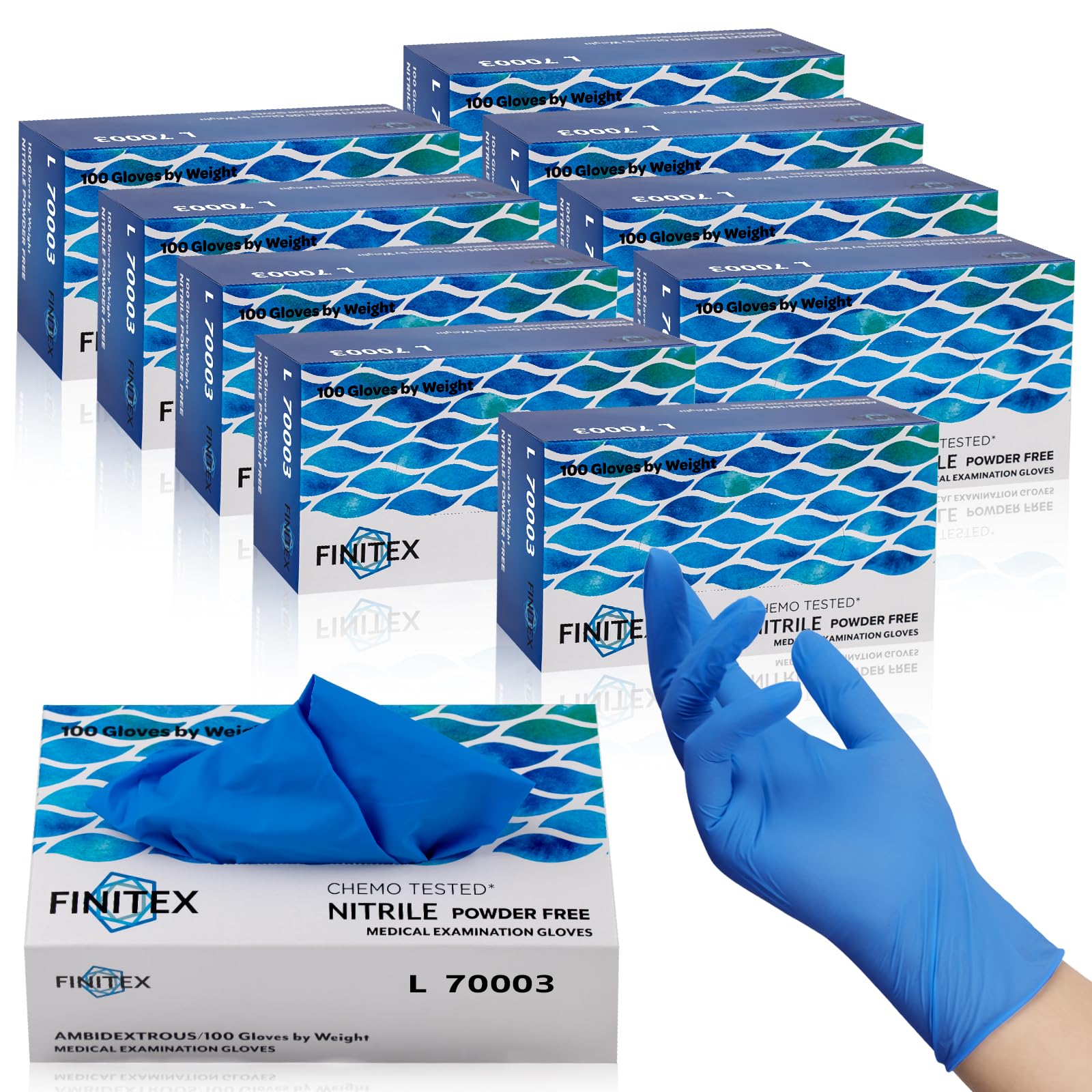 finitex nitrile disposable medical exam gloves 4mil 100pcs large packaging