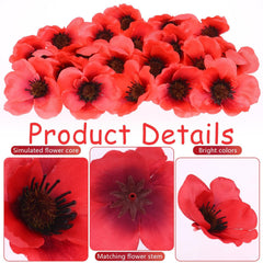 6 inch artificial poppy branches for FIONUPI set of red poppies