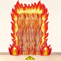 Fire Door Decoration kit components including banner and balloons