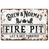 Fire pit sign 9x12 personalized metal tin sign