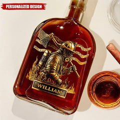 Firefighter dad gift whiskey decanter on display