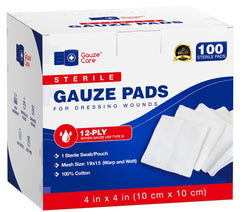 First Aid Medical sterile gauze pads 4x4 100pc bulk pack