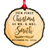 First Christmas as Mr & Mrs Ornament 2023 wooden birch keepsake