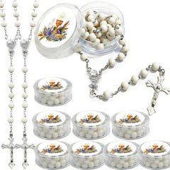 First Communion favor 12 PCS white scented wooden rosary