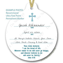 First Communion Gift for Boy 2 sided keepsake ornament with ribbon
