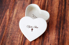 Heart keepsake box for First Communion with top name option