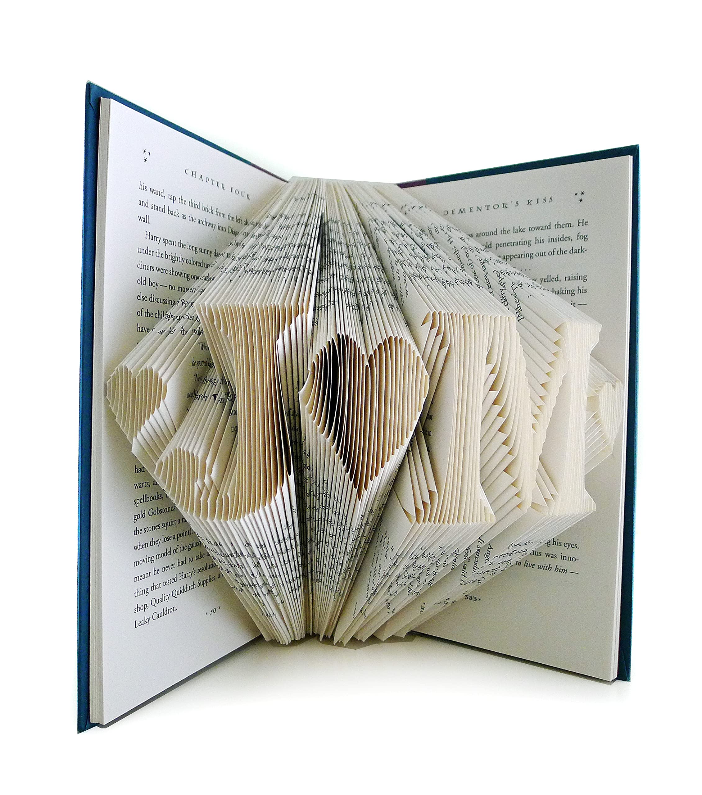 First Paper Anniversary Gift folded paper book showing two initials and three hearts