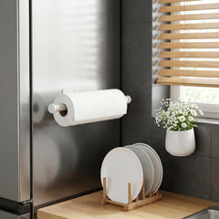 Wall mounted paper towel holder with no drill option and screws included