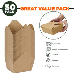 Kraft paper takeout box 48 oz with tab-lock lid