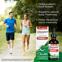 Chlorophyll drops being mixed into water or beverage