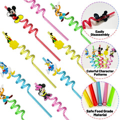 10 inch spiral mouse straw with removable character elements