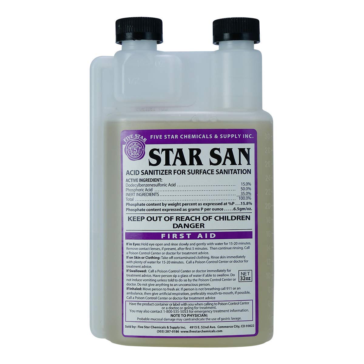 Five Star Star San 6022b 32-ounce sanitizer bottle