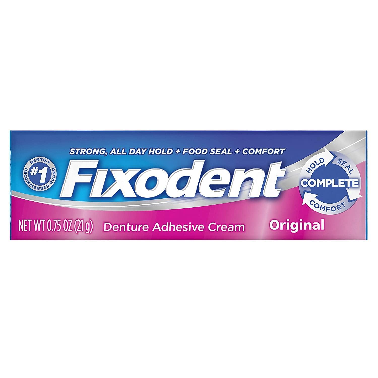 Fixodent denture adhesive cream original 0.75 oz packaging
