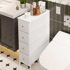 Slim dresser with four fabric drawers in white