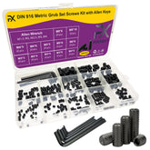 FIXXELY Set Screws Assortment Kit box with 240 pieces and 5 Allen keys