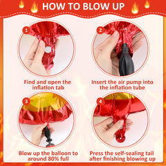 Flame foil balloons included in the decoration set