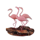 Flamingo Trio Sculpture John Perry 5in long on polished manzanita burl base