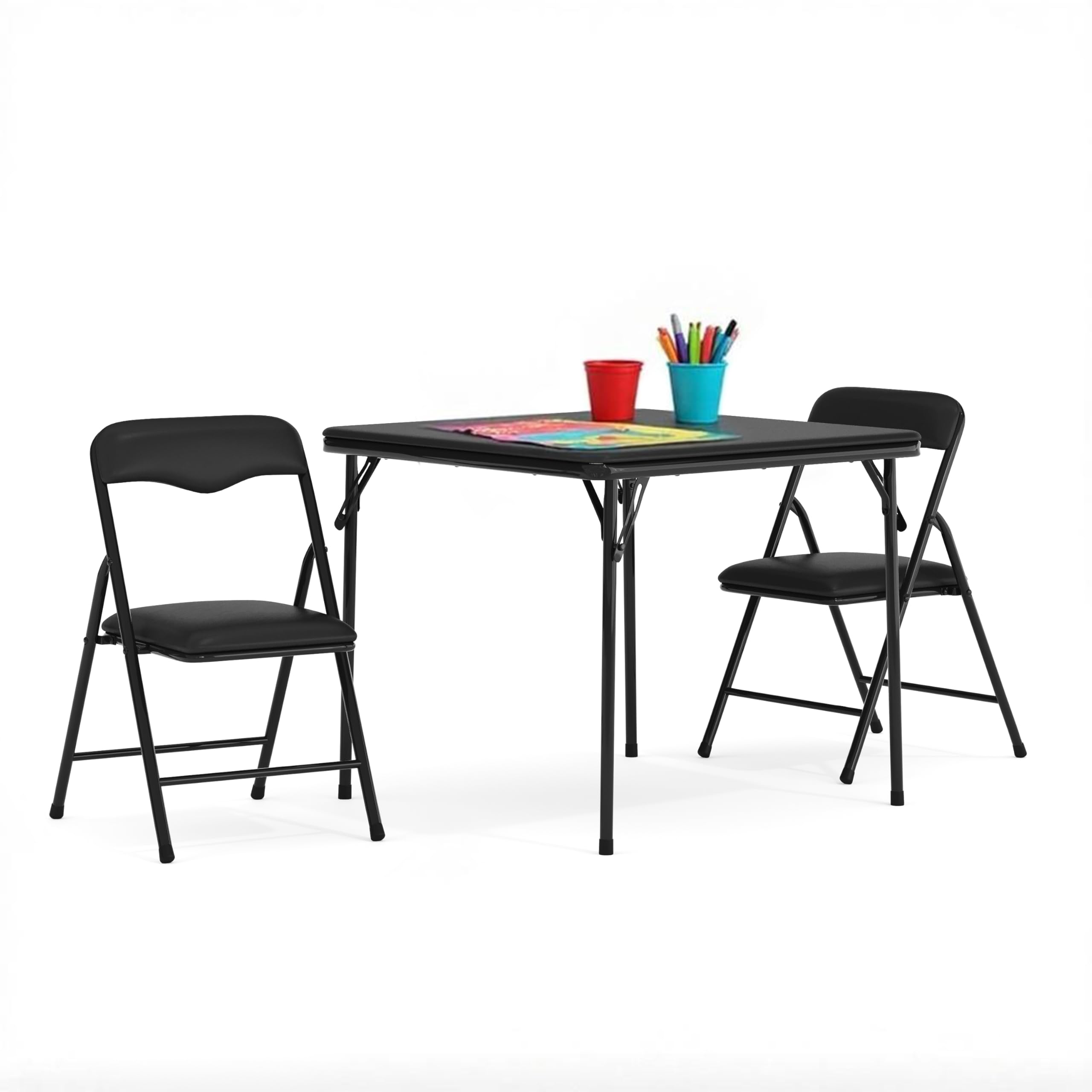 Flash Furniture Mindy Kids 3-Piece Folding Table Black