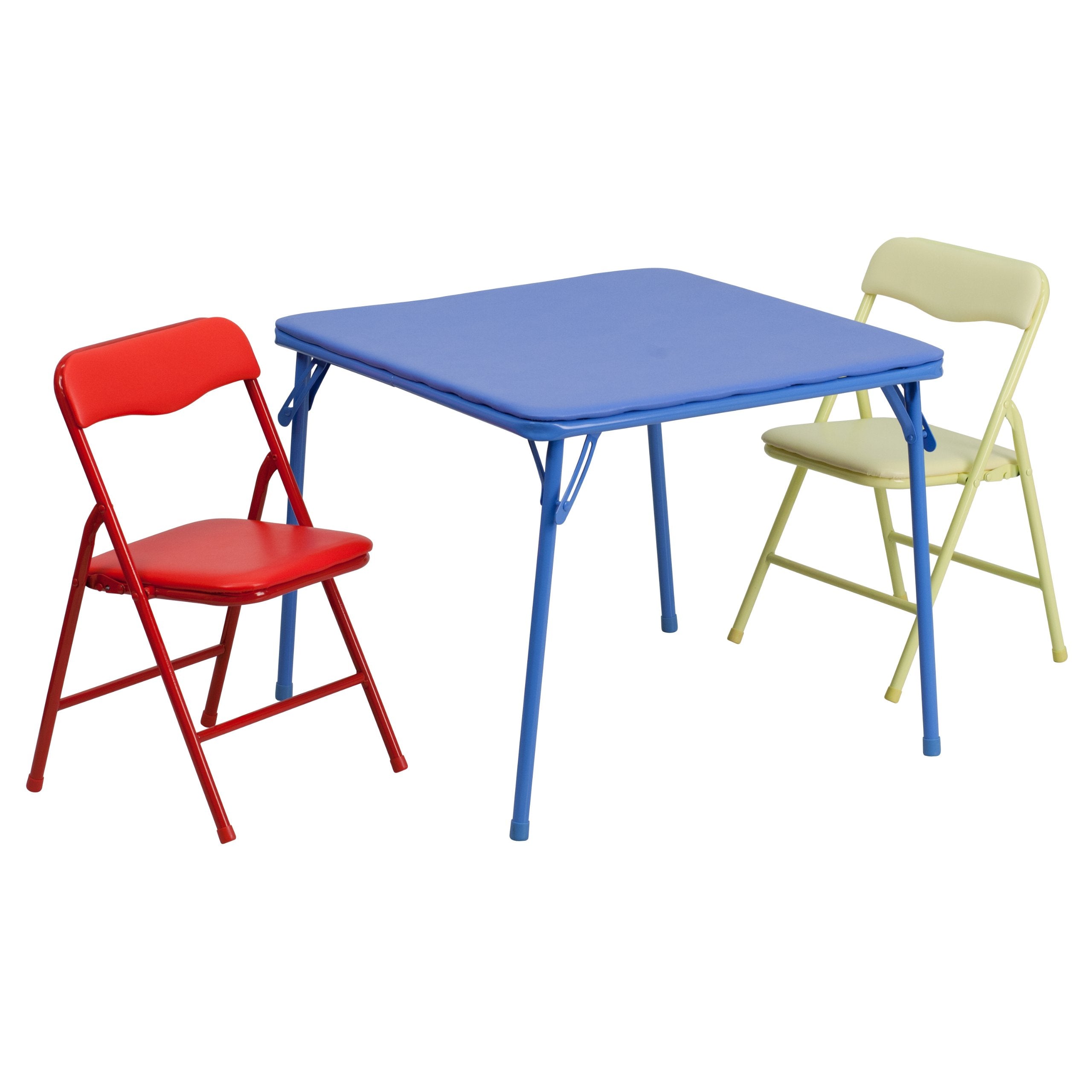 Flash Furniture Mindy Kids 3 Piece Table Chairs Set multicolor folding design