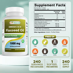 Flaxseed Oil 1000 mg softgel label close up