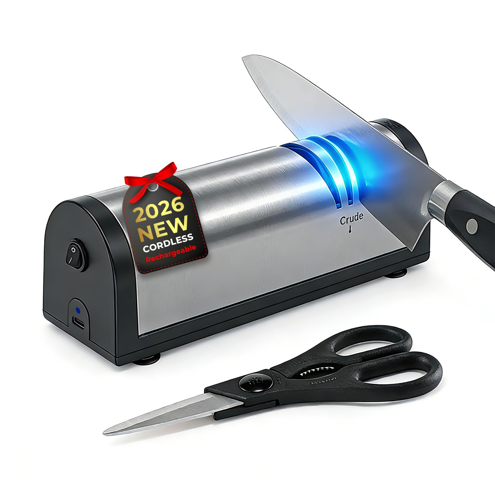 Flechazo Electric Knife Sharpener front view silver shell