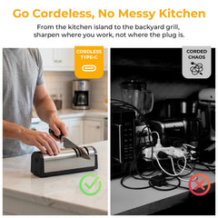 Pro Kitchen Knife Sharpener two-stage sharpening close up