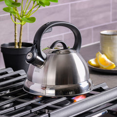 1.75-quart stainless steel whistling kettle on stove