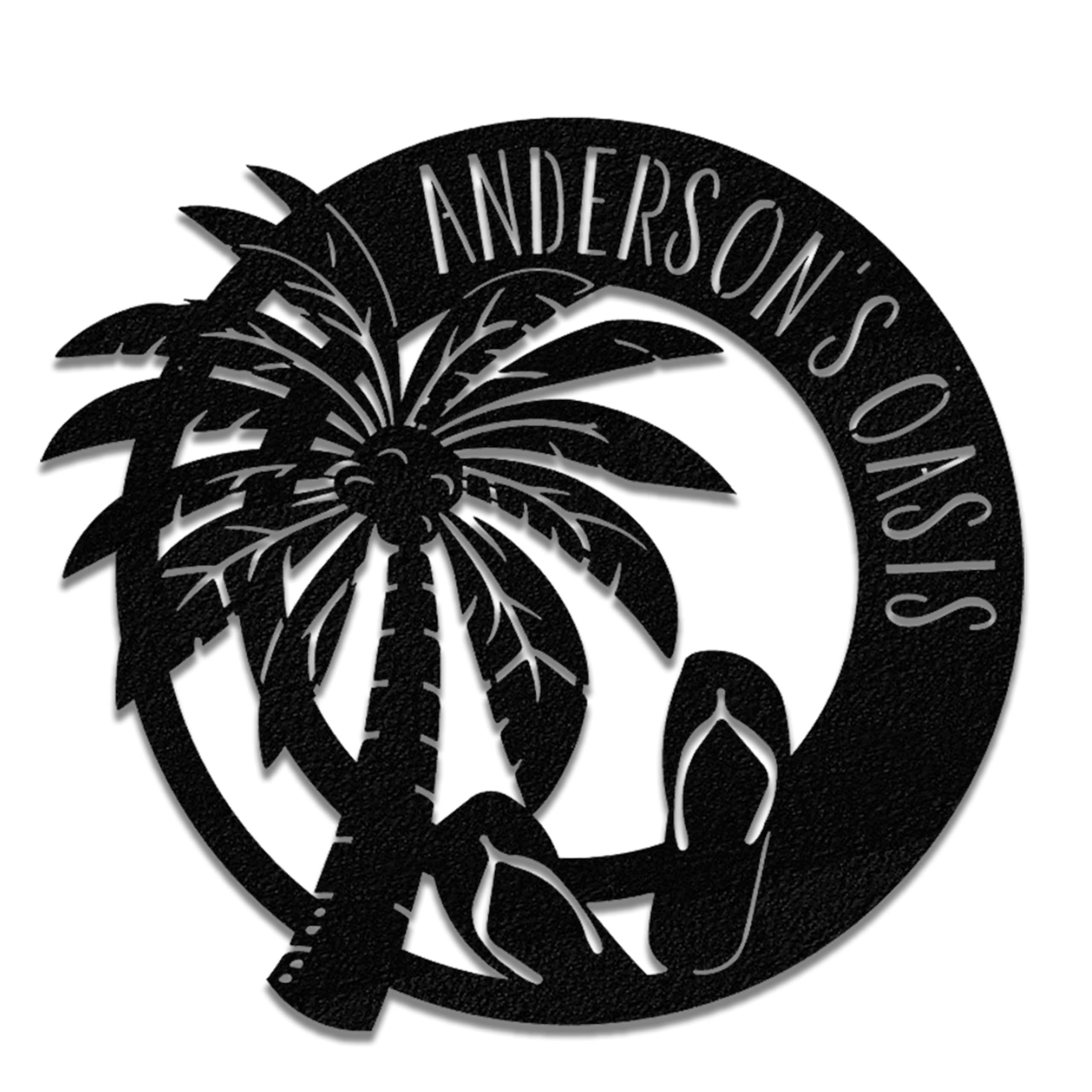 Flip Flops Palm Trees sign in steel with personalization