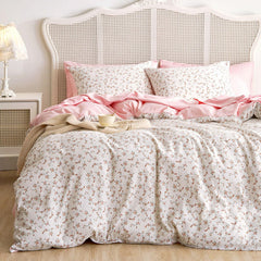 Coquette cottagecore floral comforter set 3 piece pink full size on bed