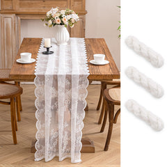 Table runner measures 28x118 inches for rectangular tables