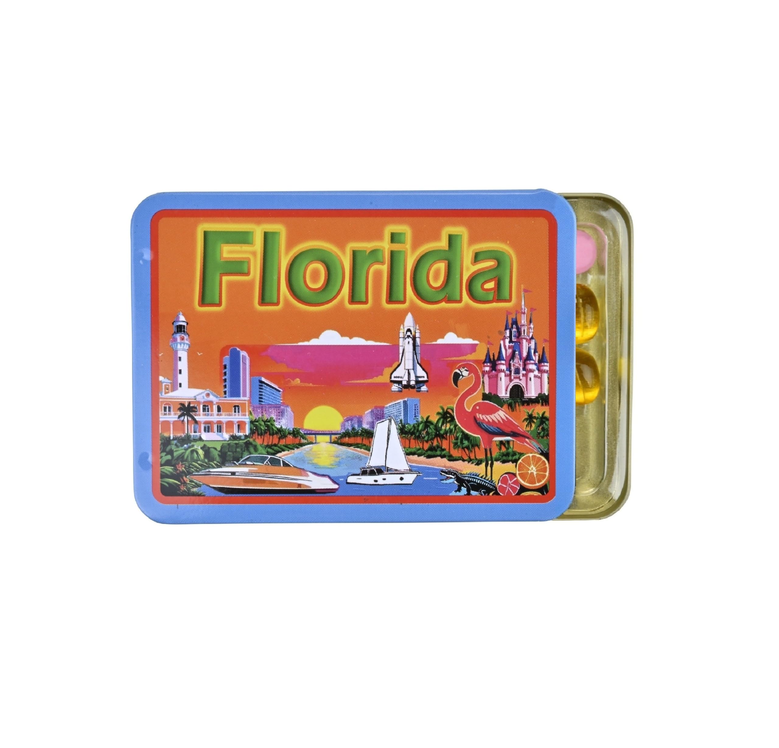 Florida Fridge Magnet by Pillzar tin box with three compartments