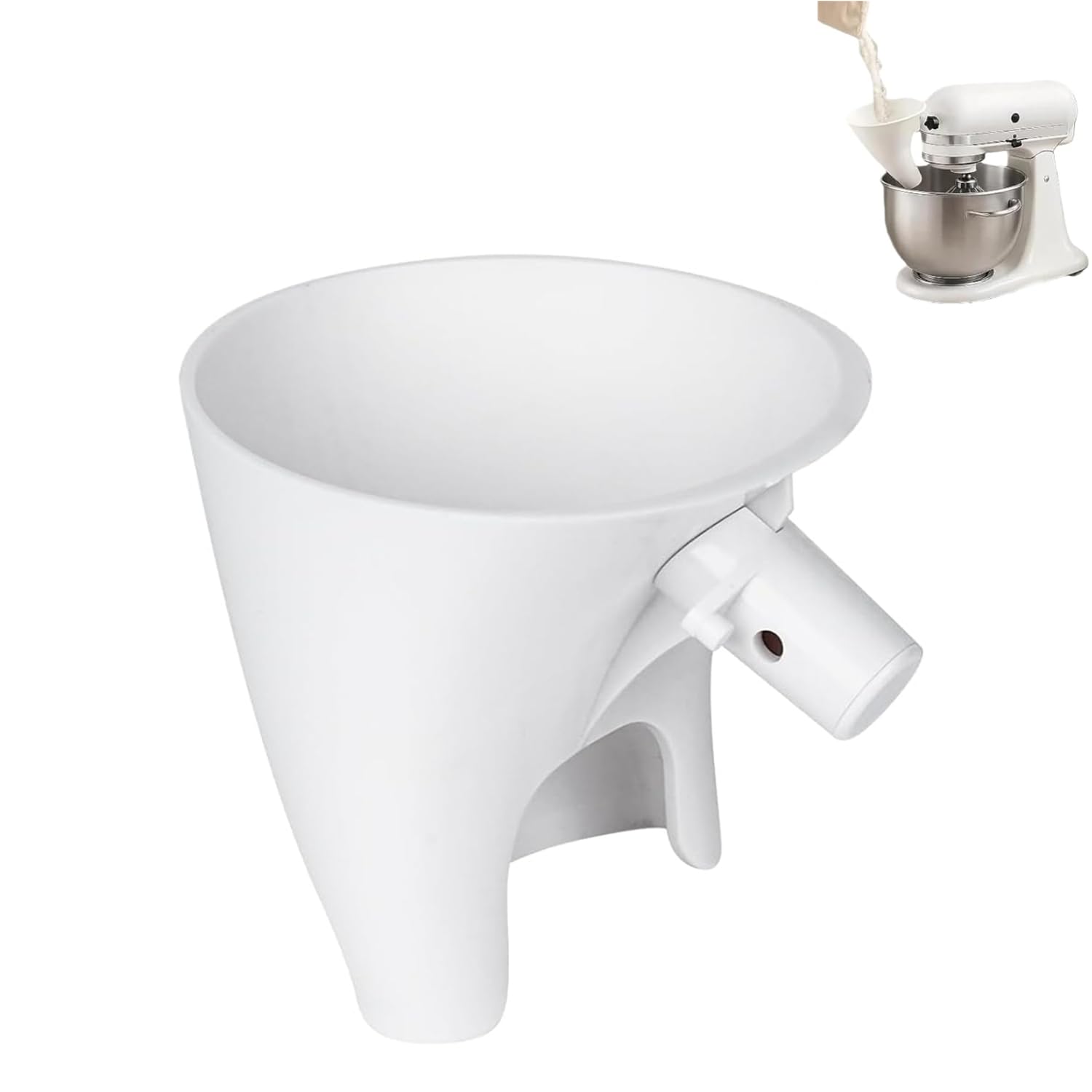 Flour funnel for Kitchen Aid KSM150 5 Qt mixer in white