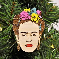 Flower Crown Christmas Ornament handcrafted in Portland studio birch wood and acrylic paint