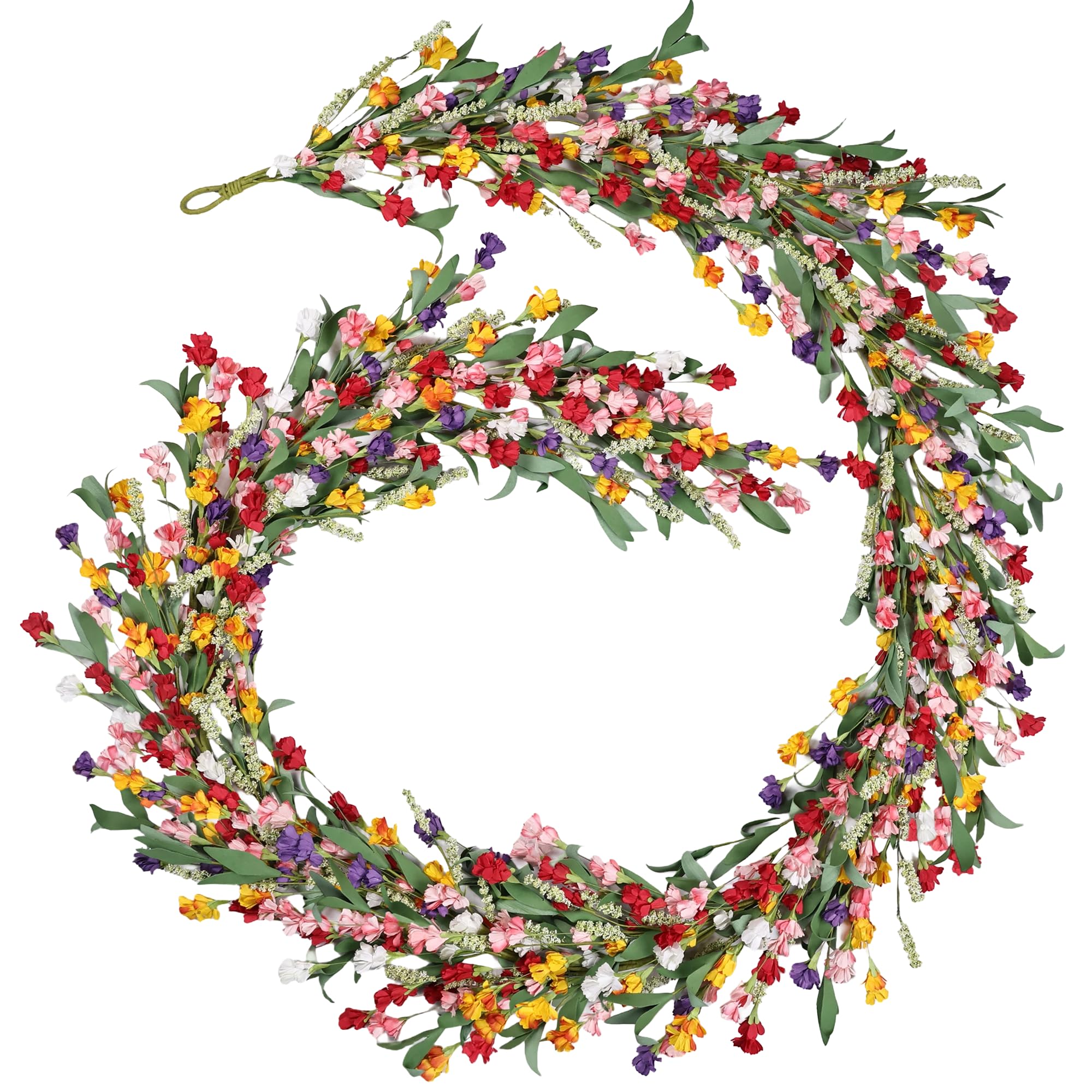 6 ft artificial flower garland length with yellow and pink blossoms