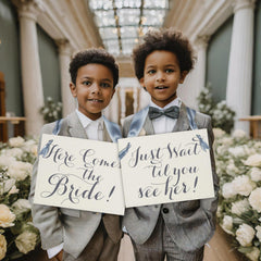 flower girl ceremony sign pair 11x8.5 linen texture