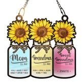 Flower Mason Jar sun catcher ornament close up with sunflower