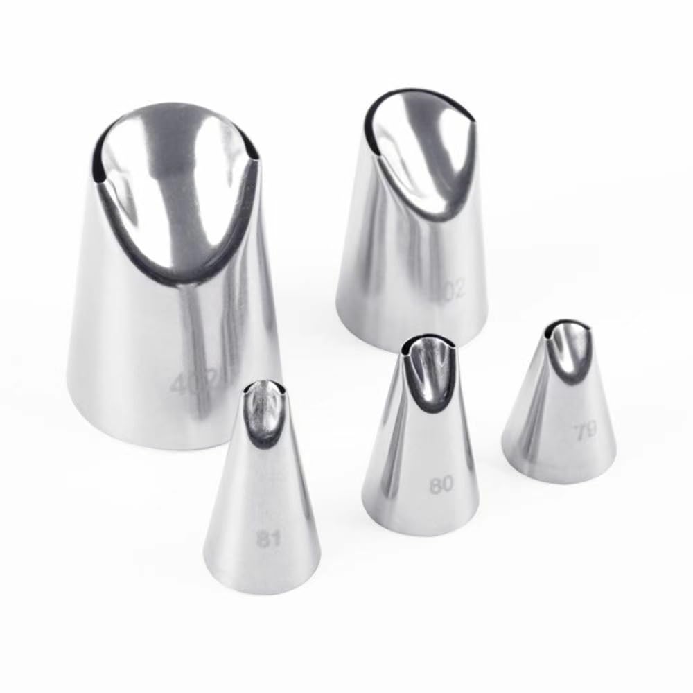 Flower Piping Tips 402 set with silver pleated piping nozzles for cake and cupcake decorating