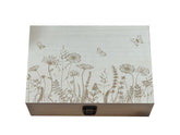 Flowers And Butterflies wooden box product image 8.5 by 6 by 3 inches natural color