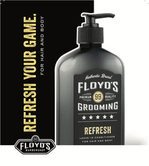 Mint oils soothing Floyd's 99 Refresh conditioner label