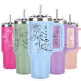 Flpoxzd personalized 40 Oz tumbler with handle front view