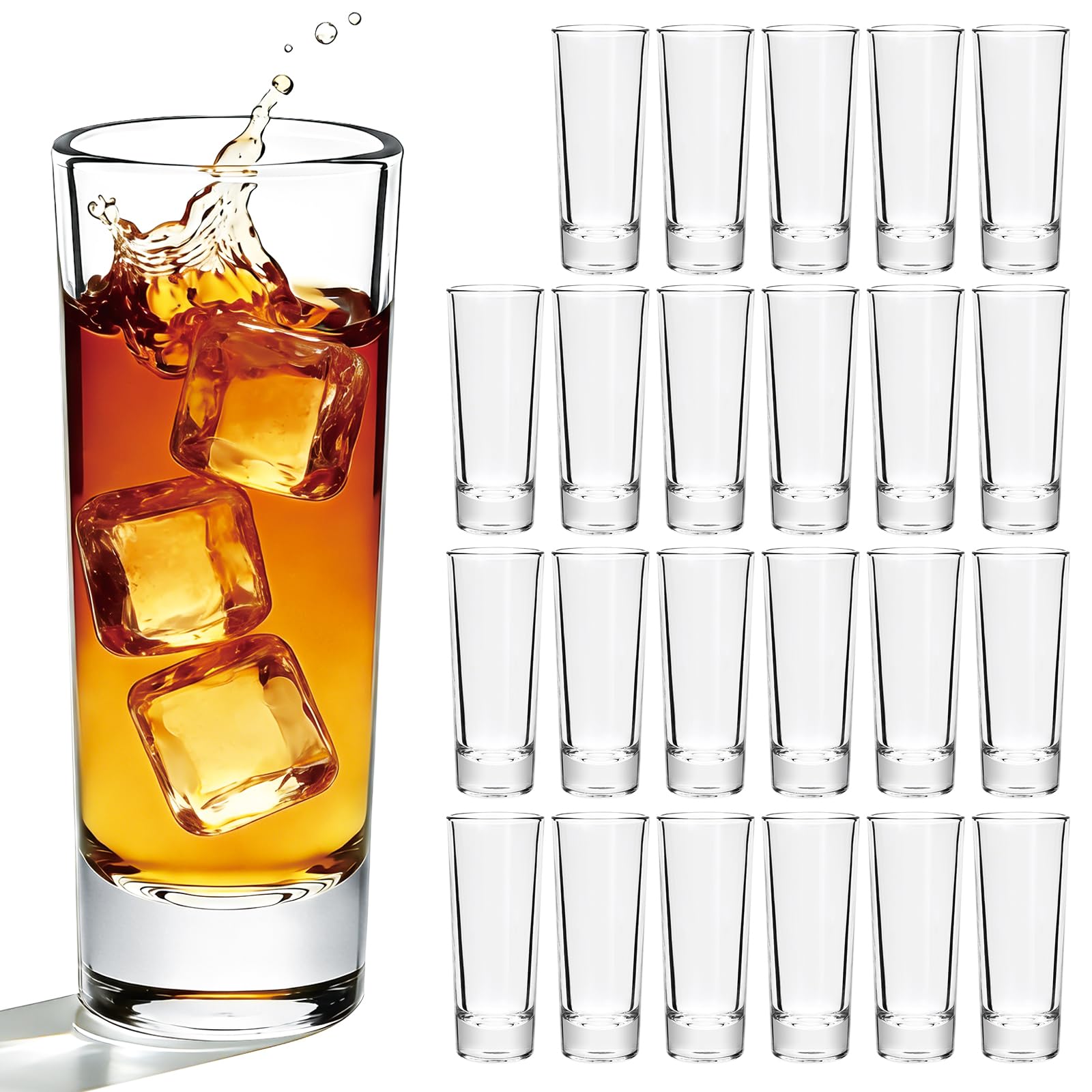 Flrolove 24 pack heavy base shot glasses bulk front view