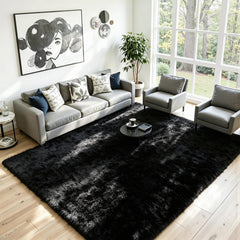 anti-static fibers fluffy rug 8x10 black bedroom carpet