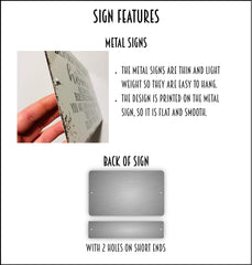 Distressed black metal sign gloss print detail