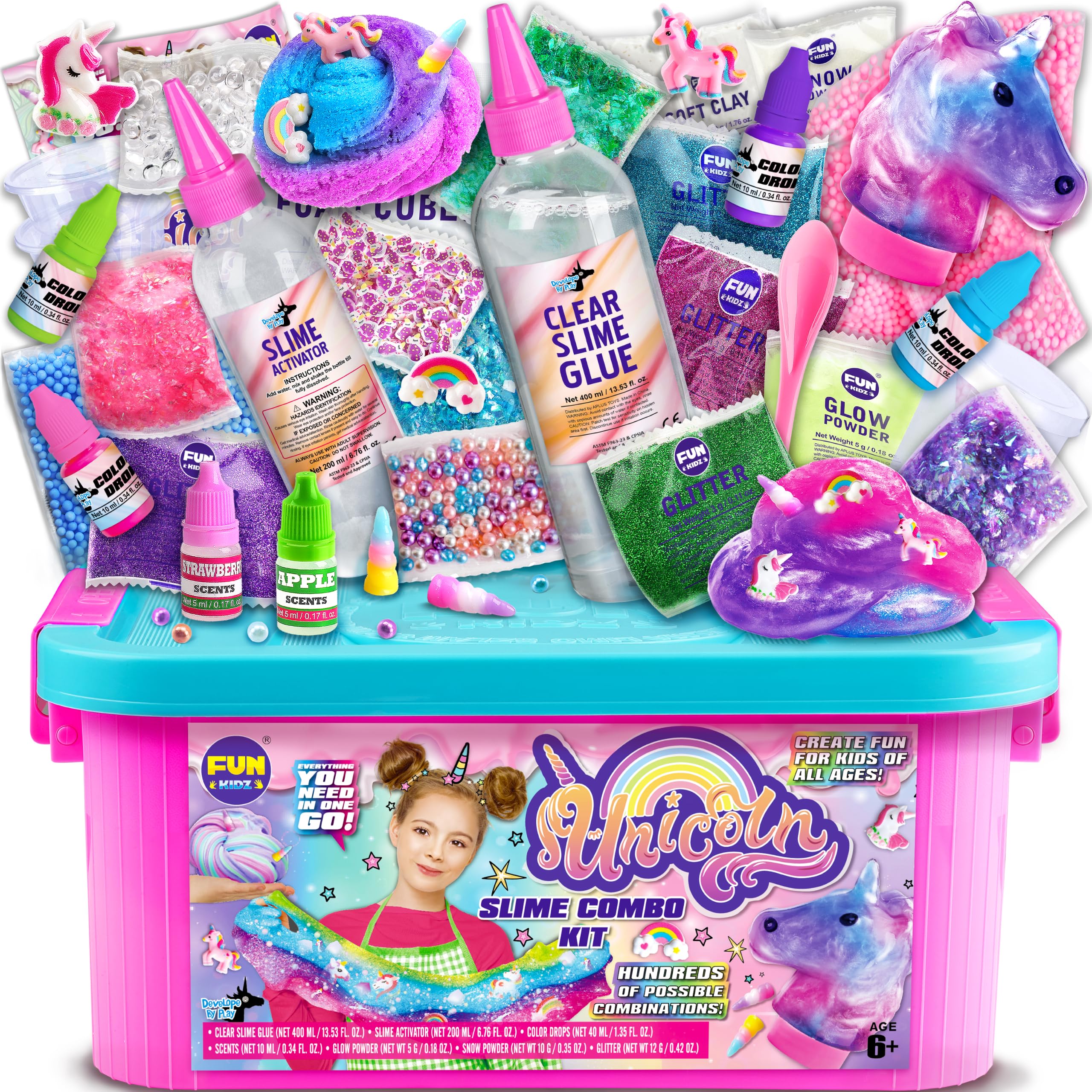 Fluffy Unicorn Slime Kit packaging with unicorn artwork