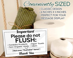 Flush Only Toilet Paper Sign for bathroom rental