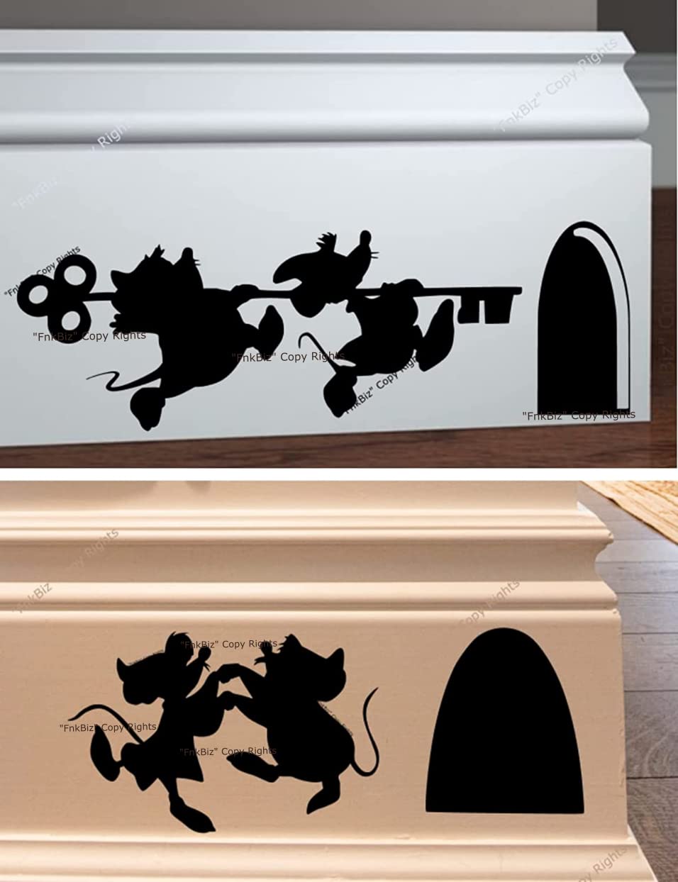 FnkBiz Jaq and Gus wall decal 7x3 black set of 02 decals